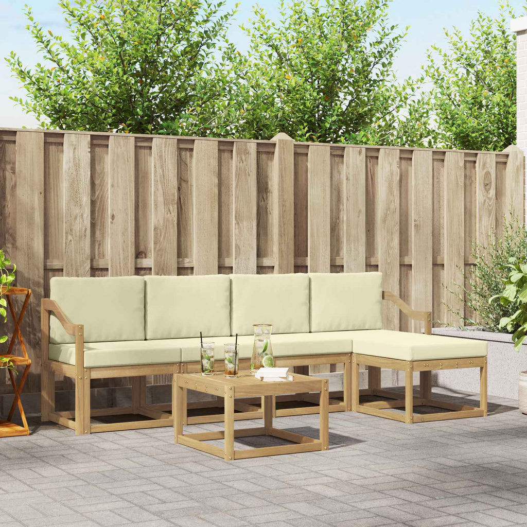 Outdoor-Sofagarnitur mit Kissen 6 pcs Weiß und Creme