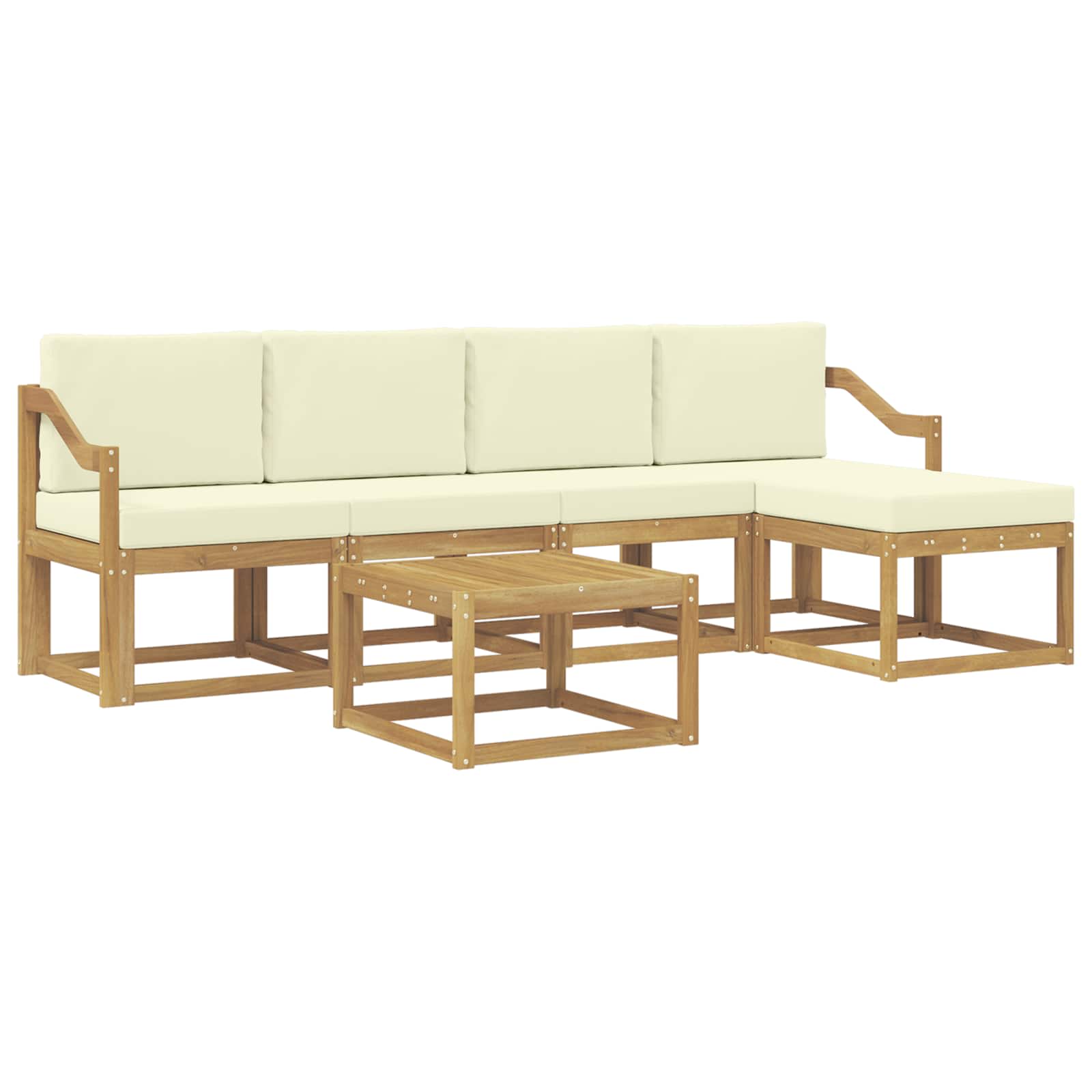 Outdoor-Sofagarnitur mit Kissen 6 pcs Weiß und Creme
