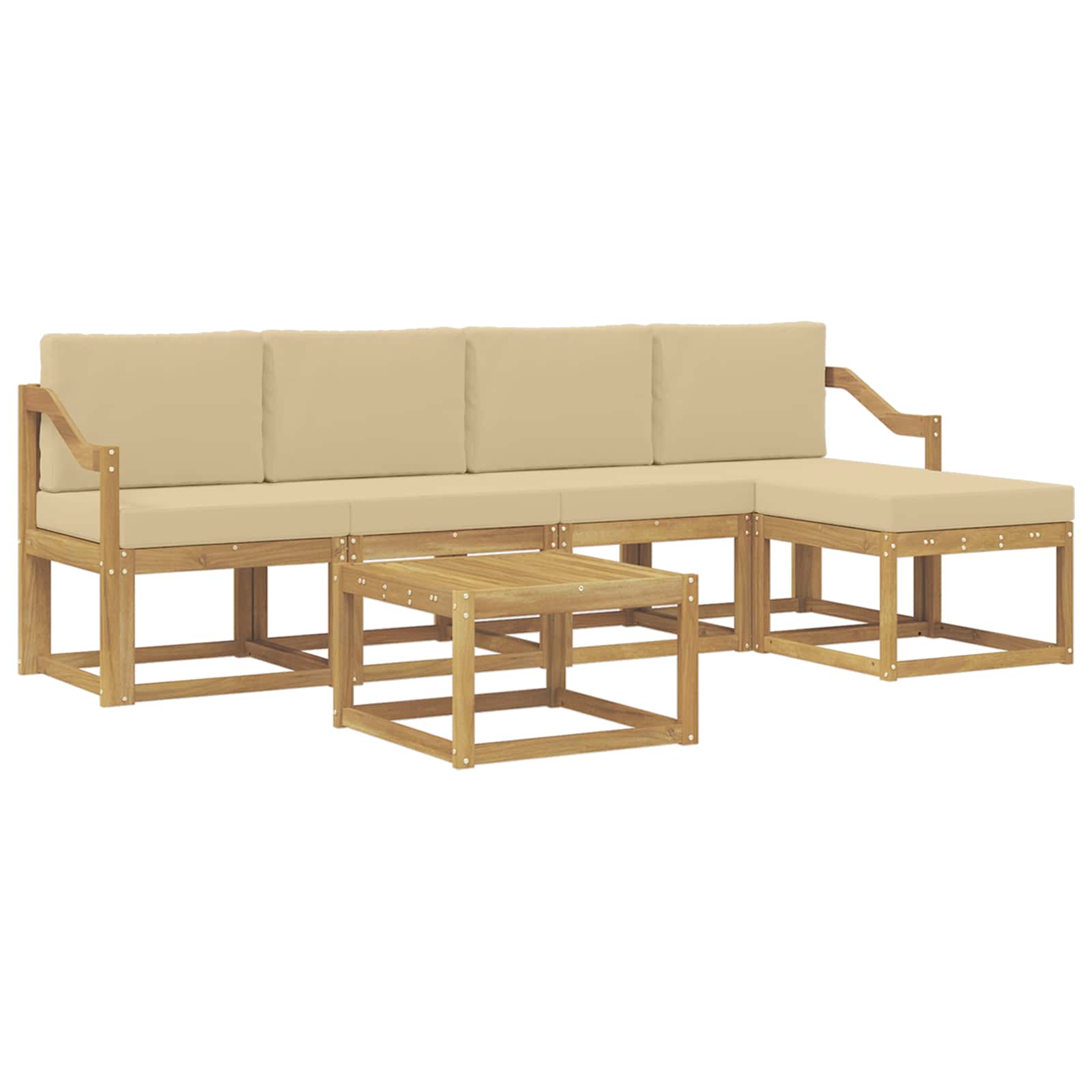 Outdoor-Sofagarnitur mit Kissen 6 pcs Weiß und Beige