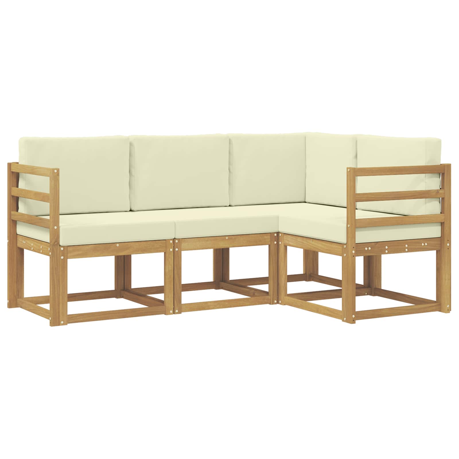 Outdoor-Sofagarnitur mit Kissen 4 pcs Weiß und Creme