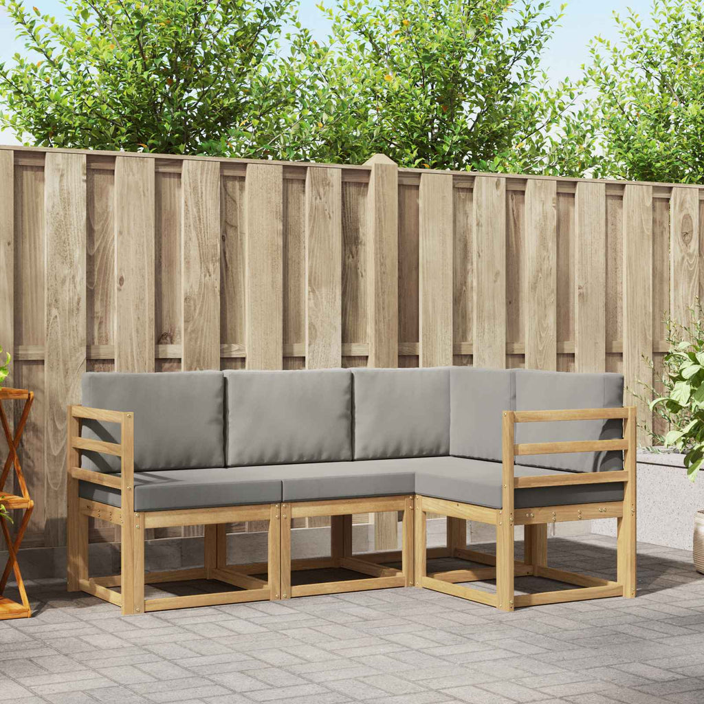 Outdoor-Sofagarnitur 4 pcs Weiß und Hellgrau