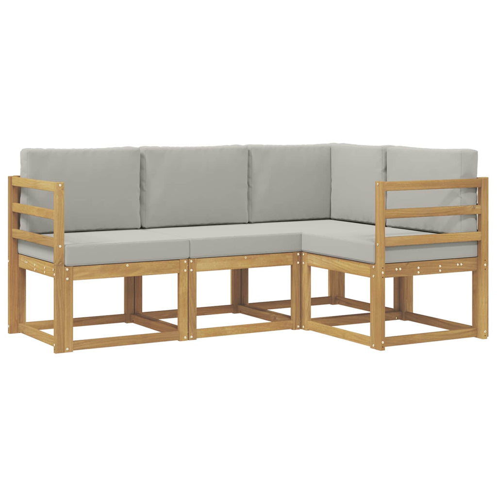 Outdoor-Sofagarnitur 4 pcs Weiß und Hellgrau