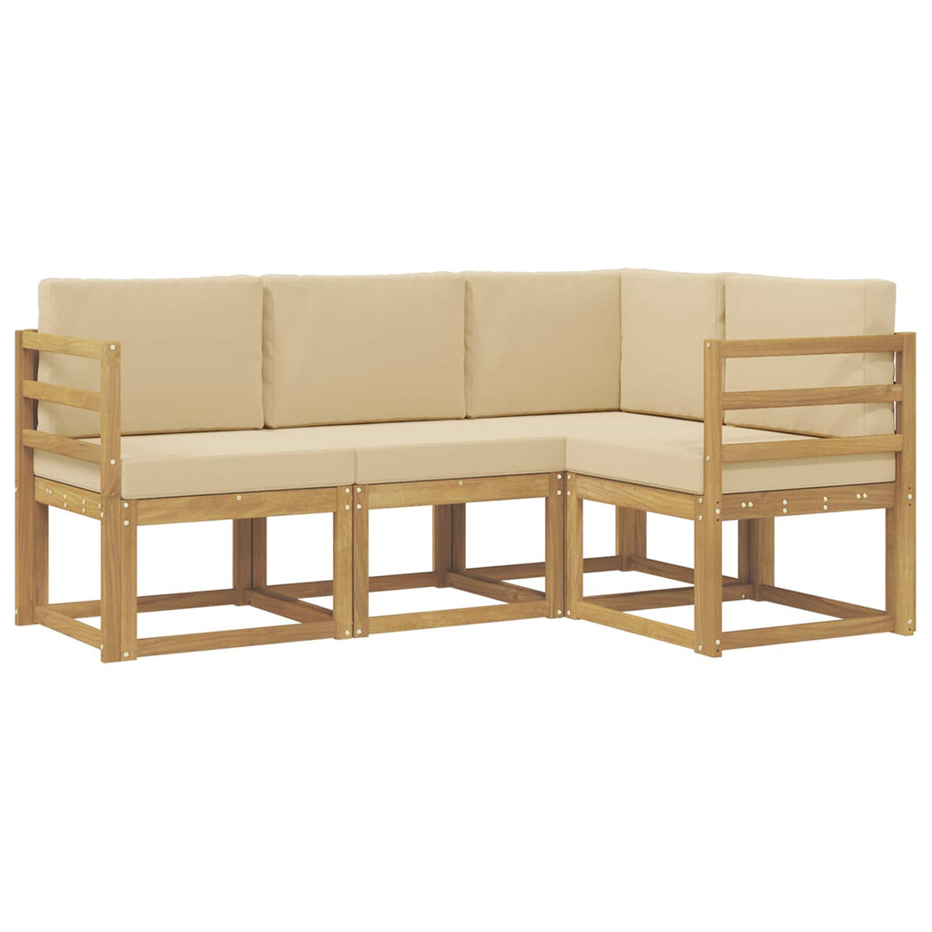 Outdoor-Sofagarnitur mit Kissen 4 pcs Weiß und Beige