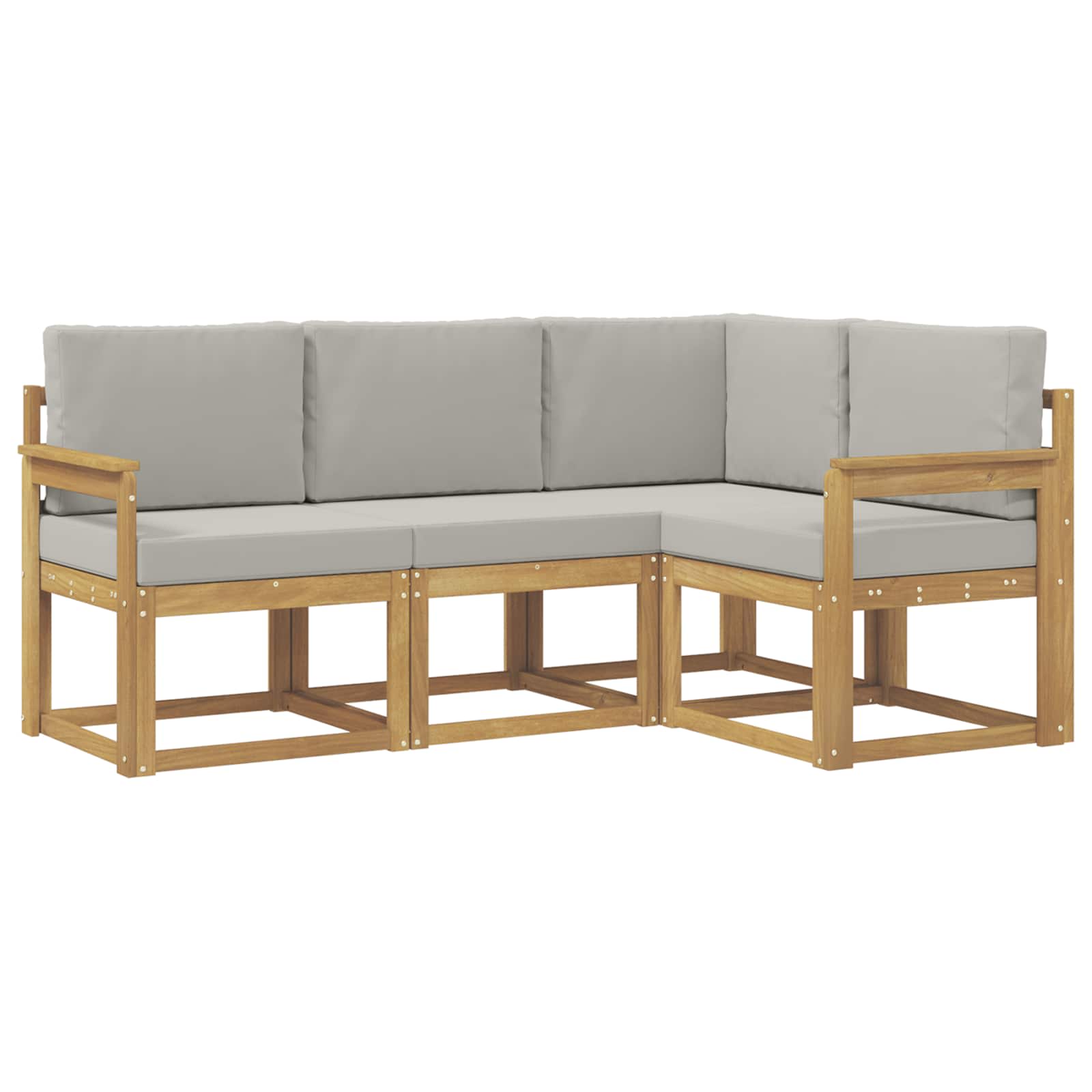 Outdoor-Sofagarnitur 4 pcs Weiß und Hellgrau