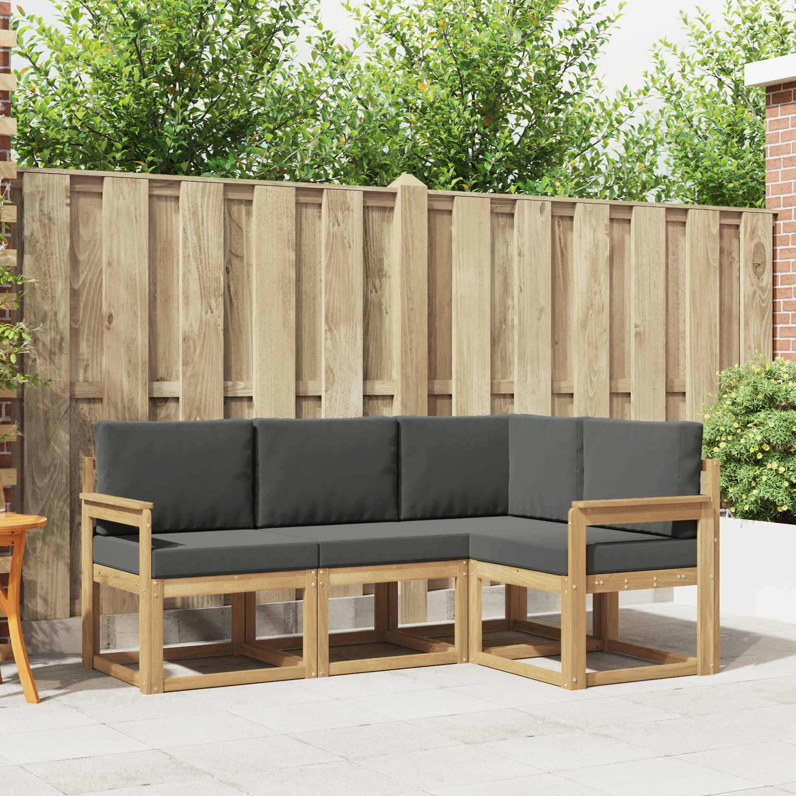 Outdoor-Sofagarnitur mit Kissen 4 pcs Weiß und Anthrazit