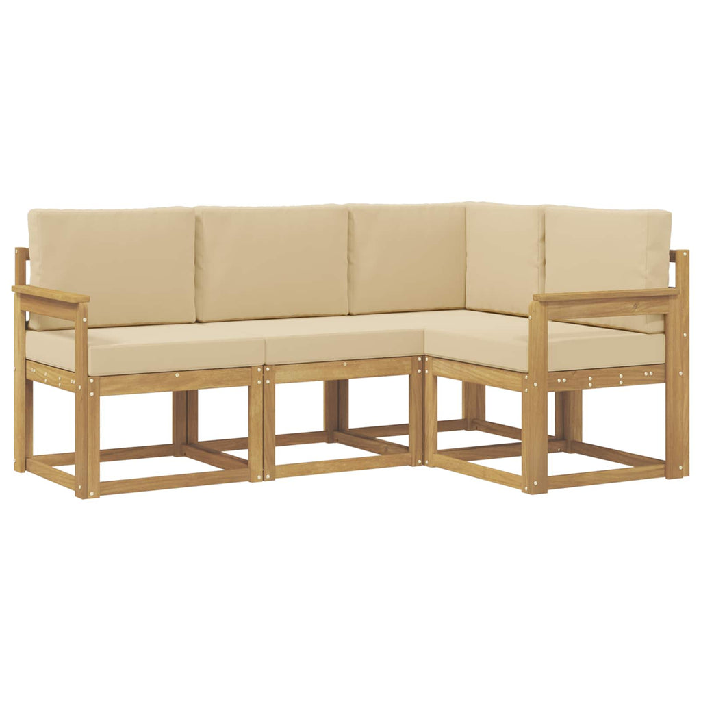 Outdoor-Sofagarnitur mit Kissen 4 pcs Weiß und Beige