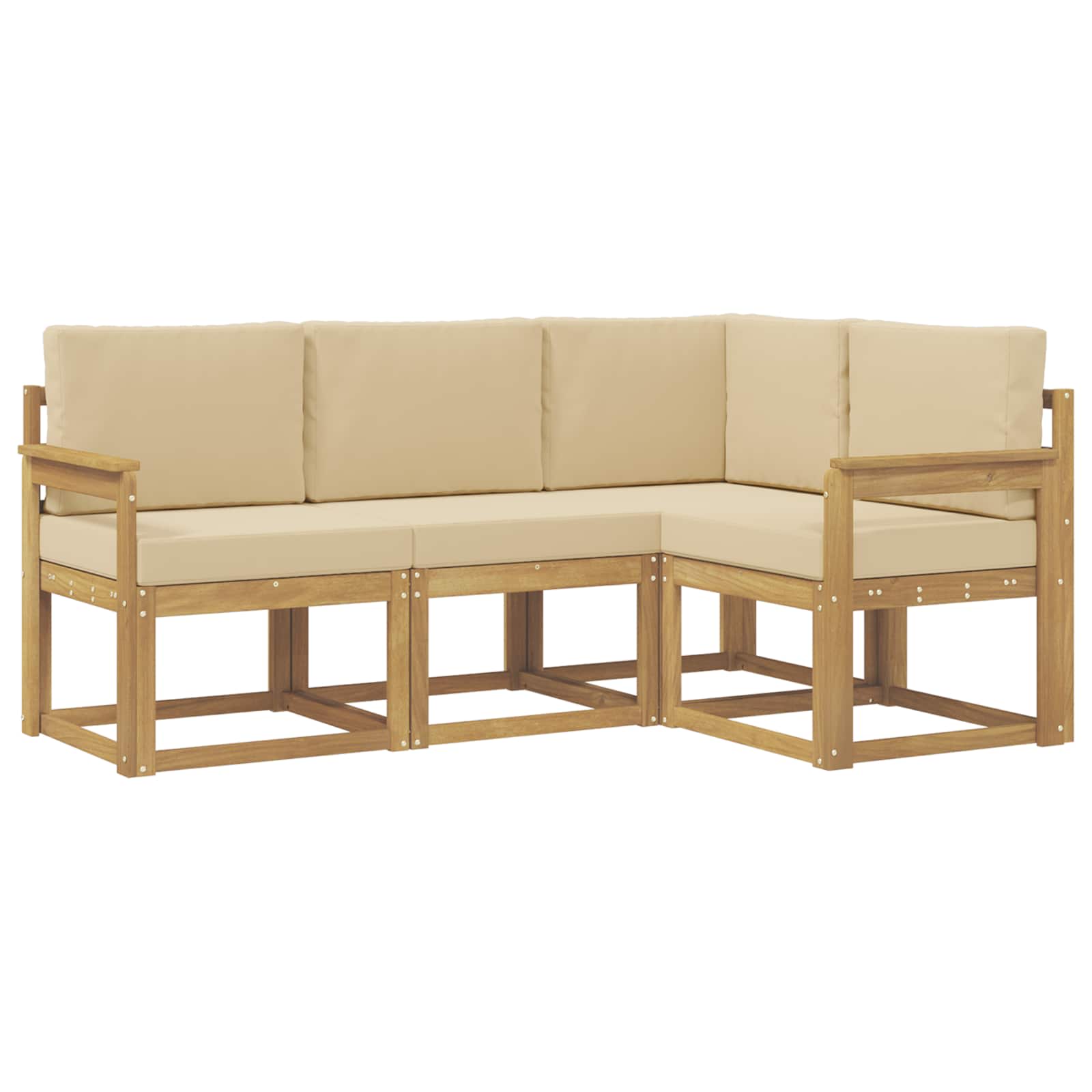 Outdoor-Sofagarnitur mit Kissen 4 pcs Weiß und Beige