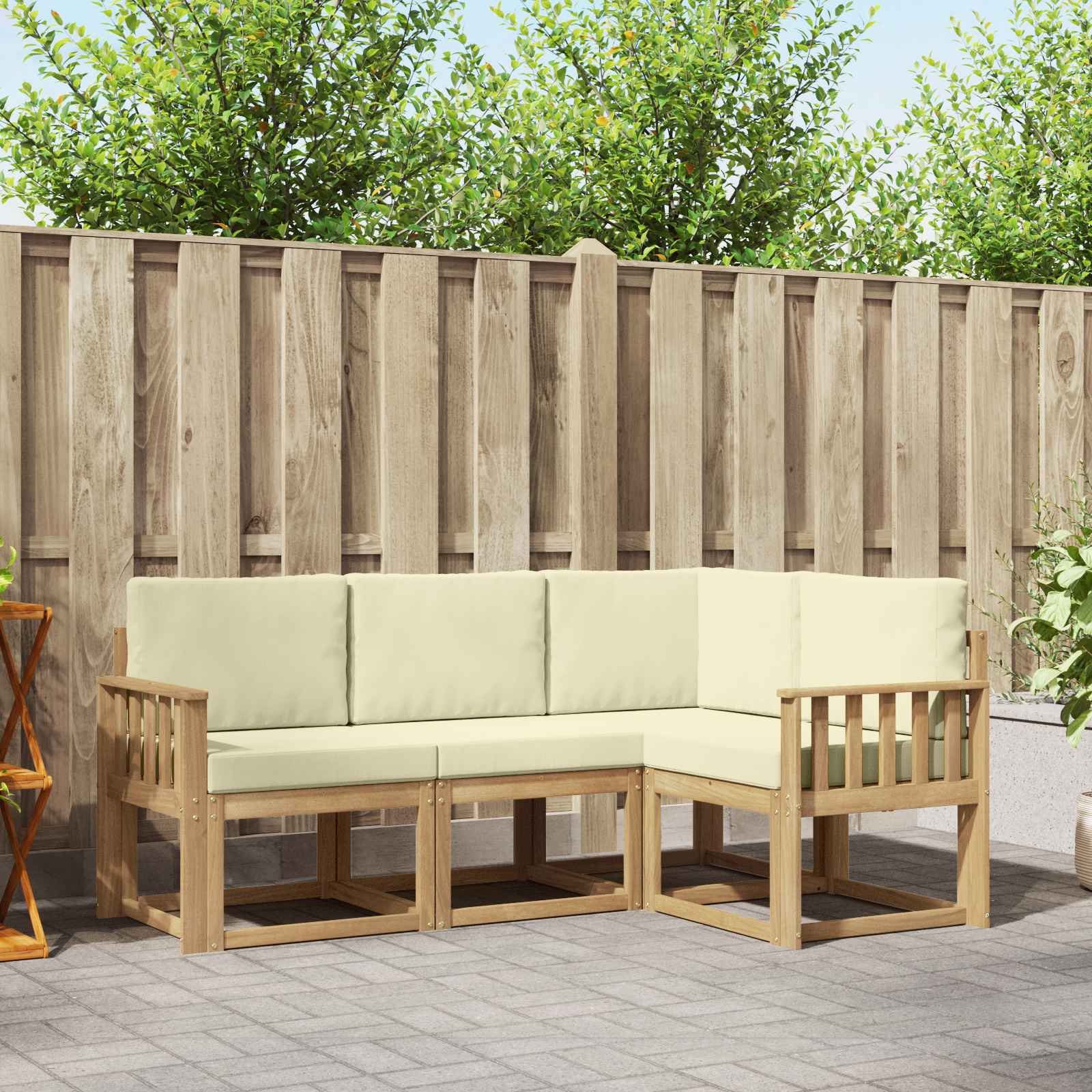 Outdoor-Sofagarnitur 4 pcs Weiß und Creme