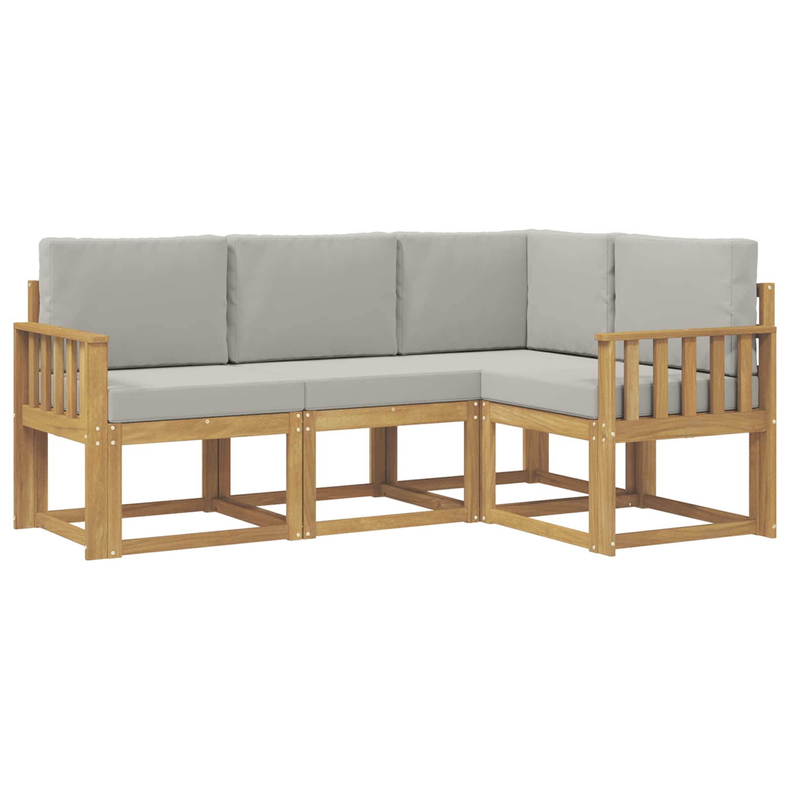 Outdoor-Sofagarnitur 4 pcs Weiß und Hellgrau