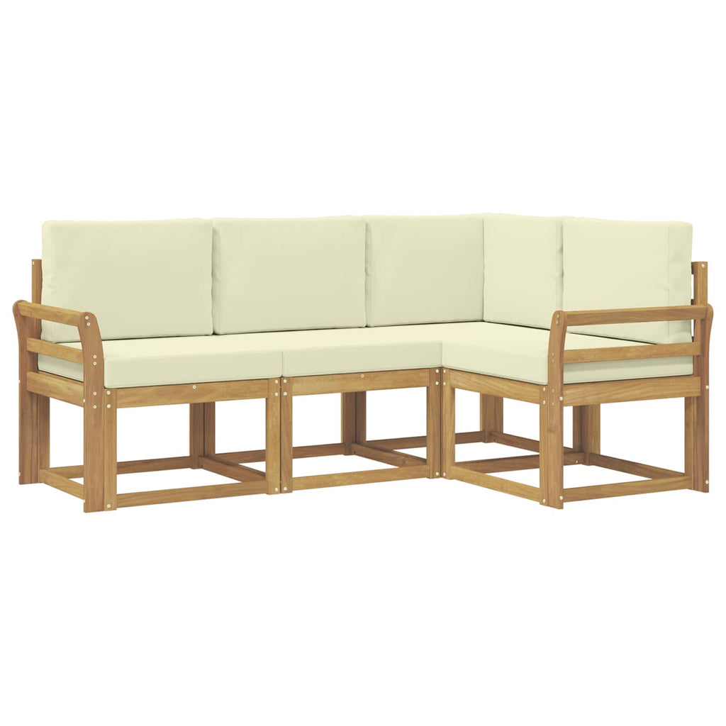 Outdoor-Sofagarnitur mit Kissen 4 pcs Weiß und Creme