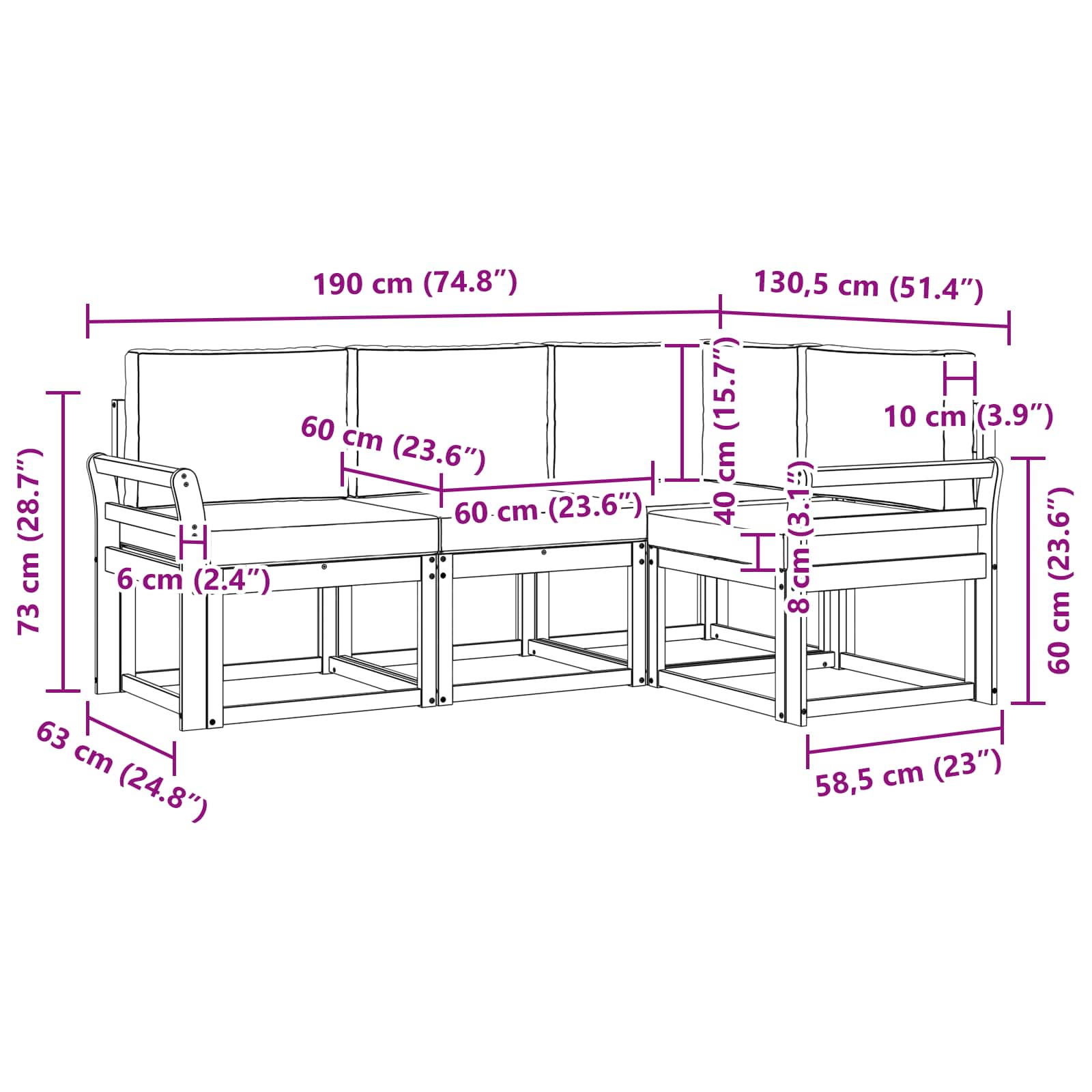 Outdoor-Sofagarnitur mit Kissen 4 pcs Weiß und Creme