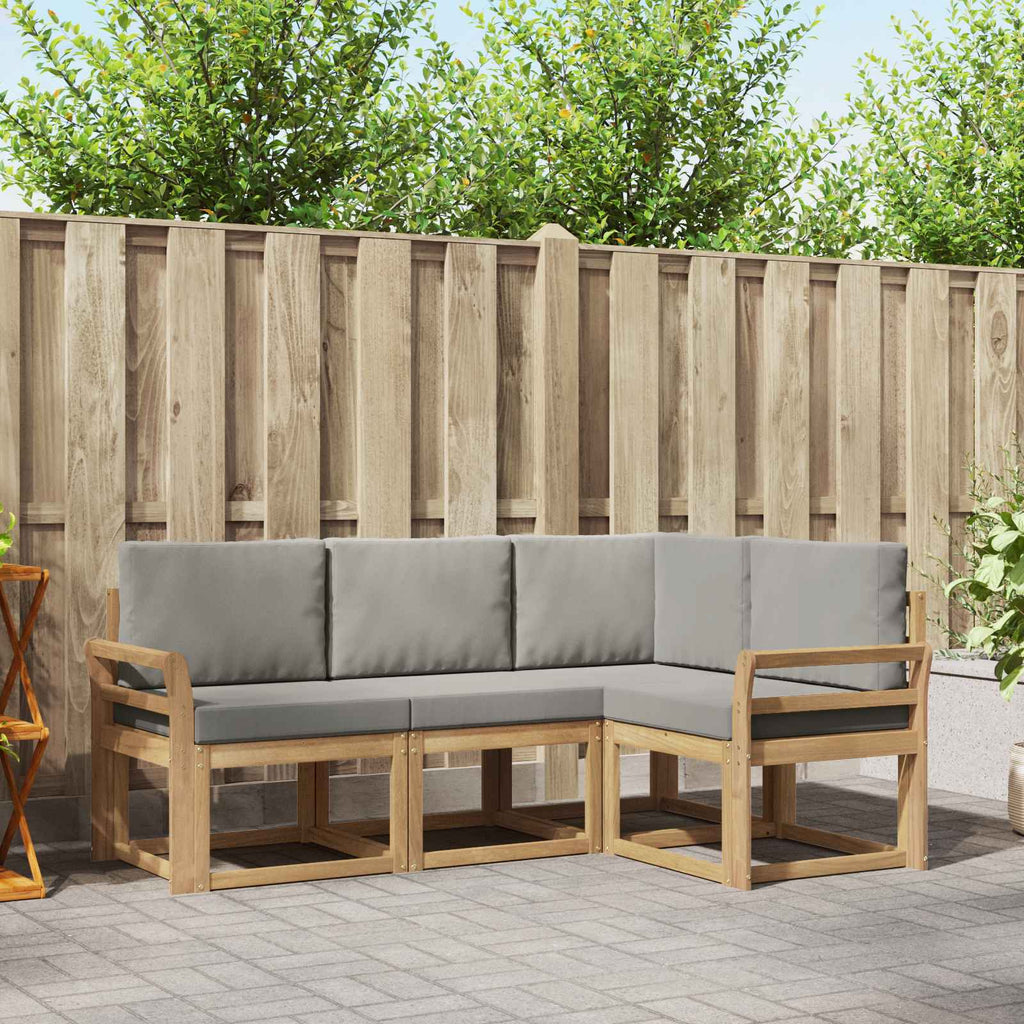 Outdoor-Sofagarnitur 4 pcs Weiß und Hellgrau