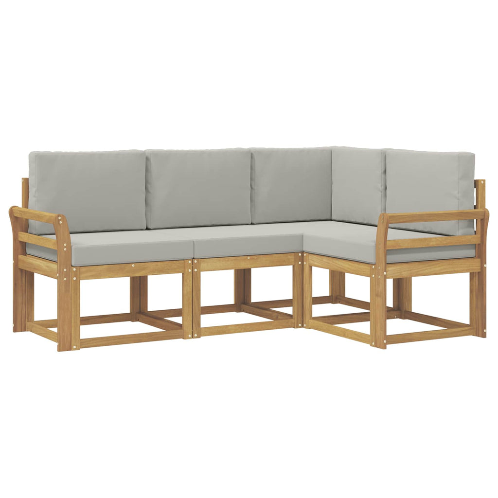 Outdoor-Sofagarnitur 4 pcs Weiß und Hellgrau