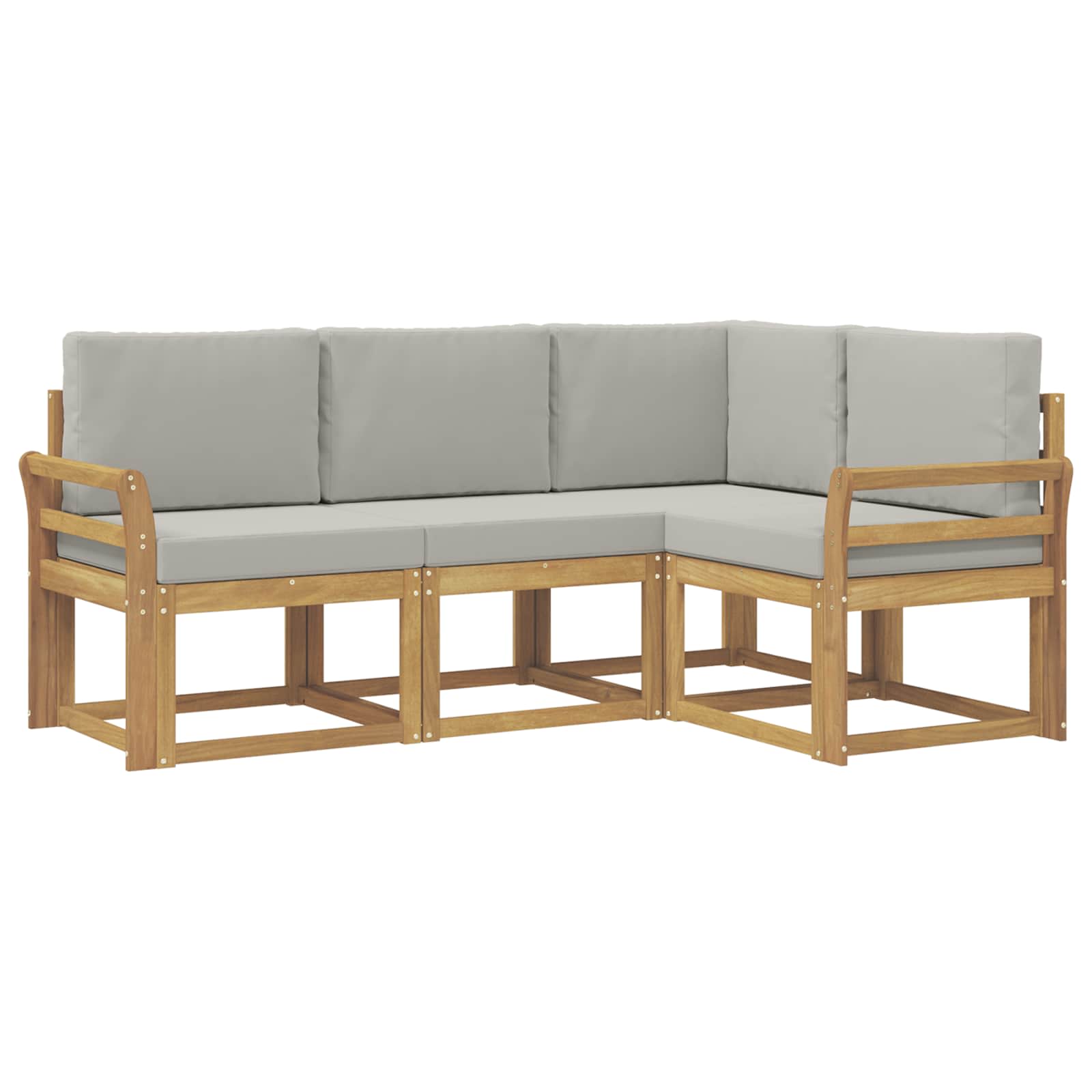 Outdoor-Sofagarnitur 4 pcs Weiß und Hellgrau