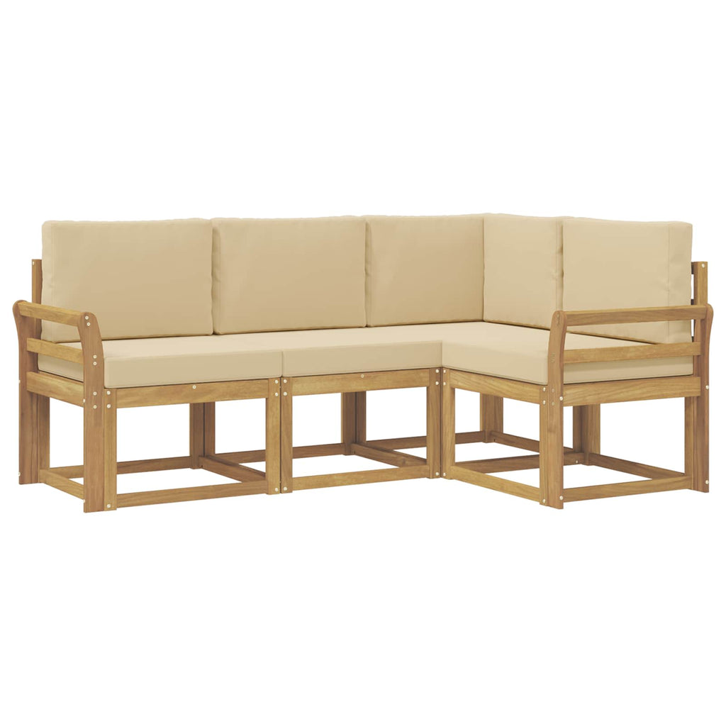 Outdoor-Sofagarnitur mit Kissen 4 pcs Weiß und Beige