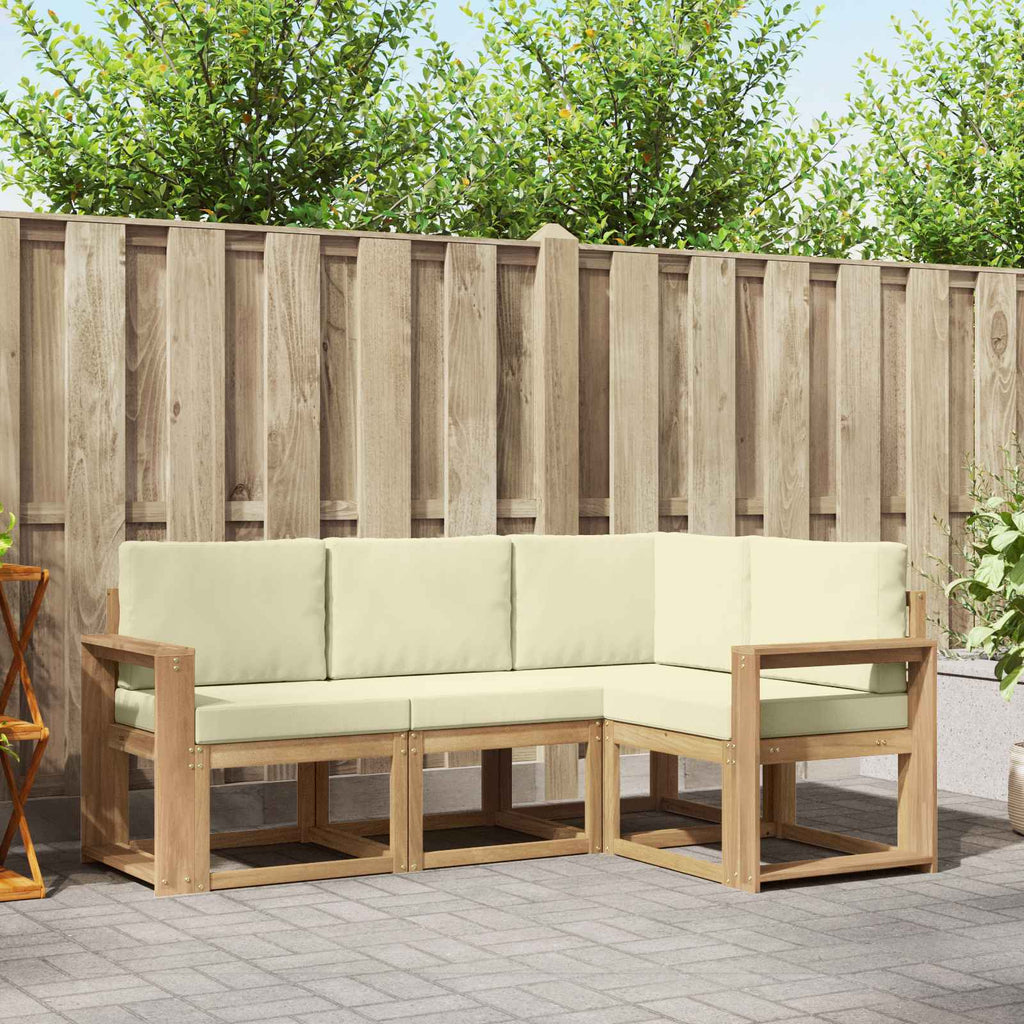 Outdoor-Sofagarnitur mit Kissen 4 pcs Weiß und Creme