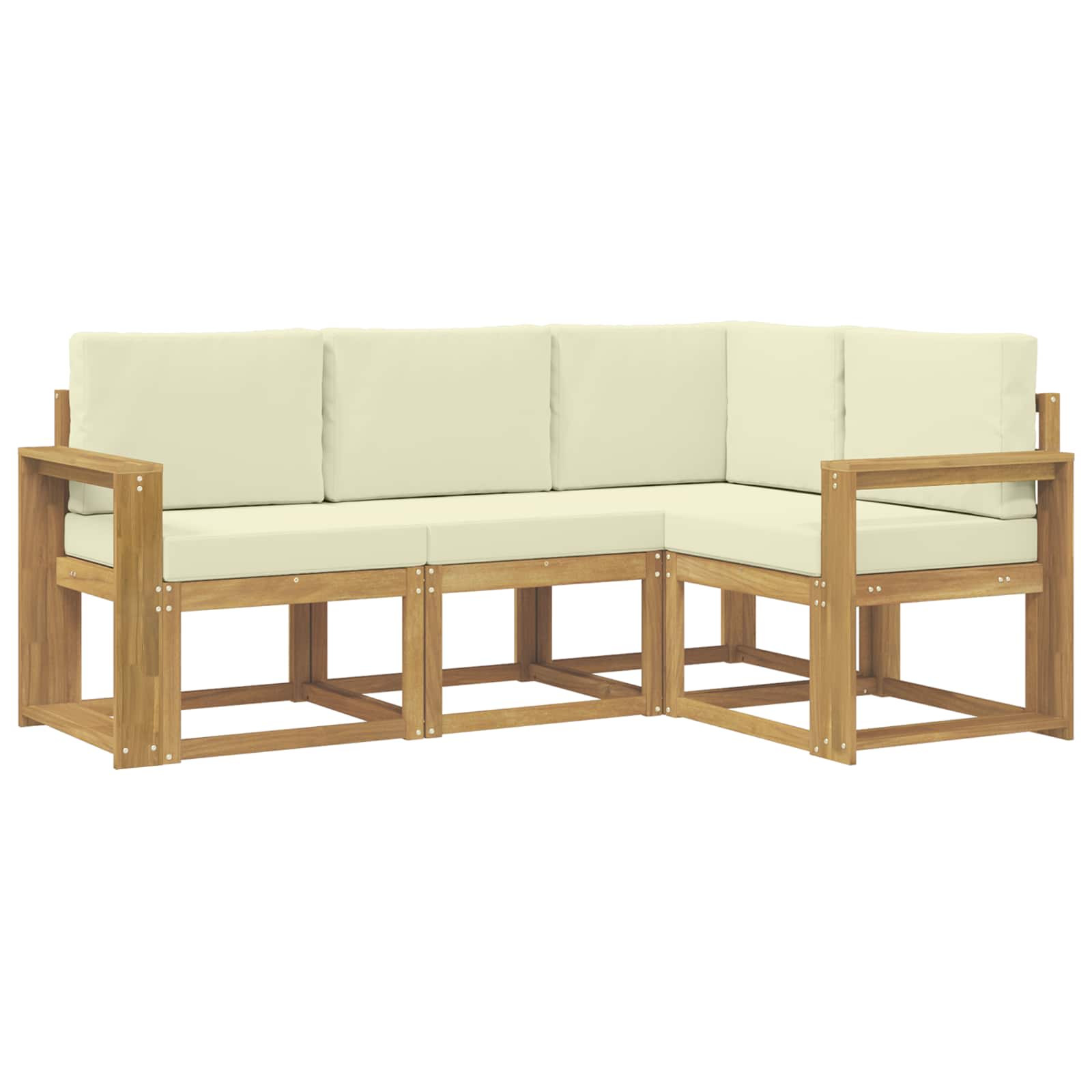 Outdoor-Sofagarnitur mit Kissen 4 pcs Weiß und Creme