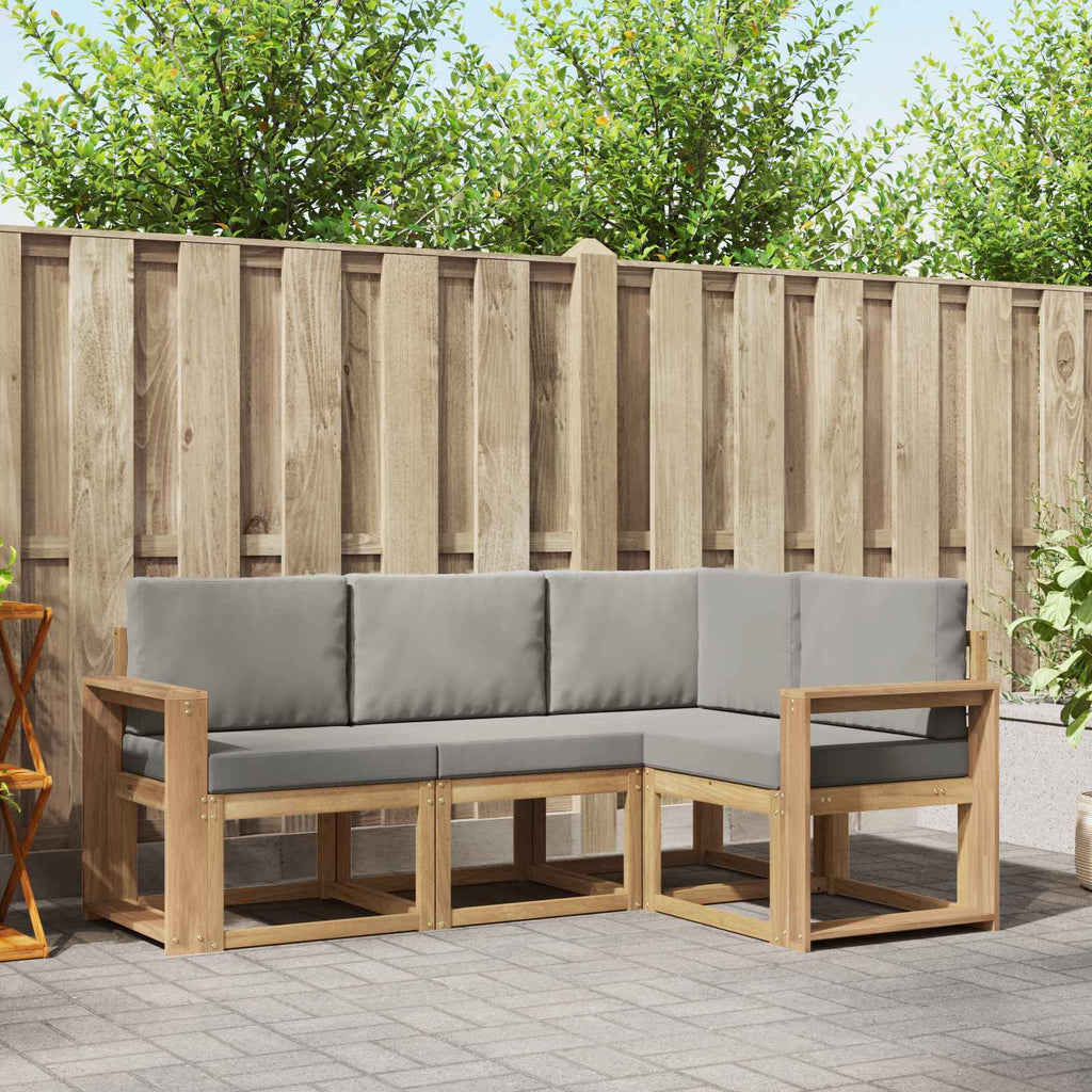 Outdoor-Sofagarnitur 4 pcs Weiß und Hellgrau