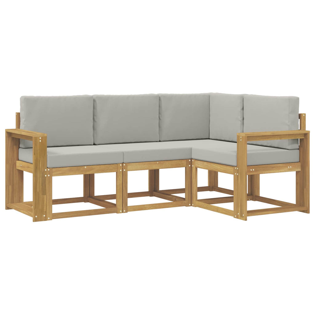 Outdoor-Sofagarnitur 4 pcs Weiß und Hellgrau