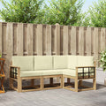 Outdoor-Sofagarnitur mit Kissen 4 pcs Weiß und Creme