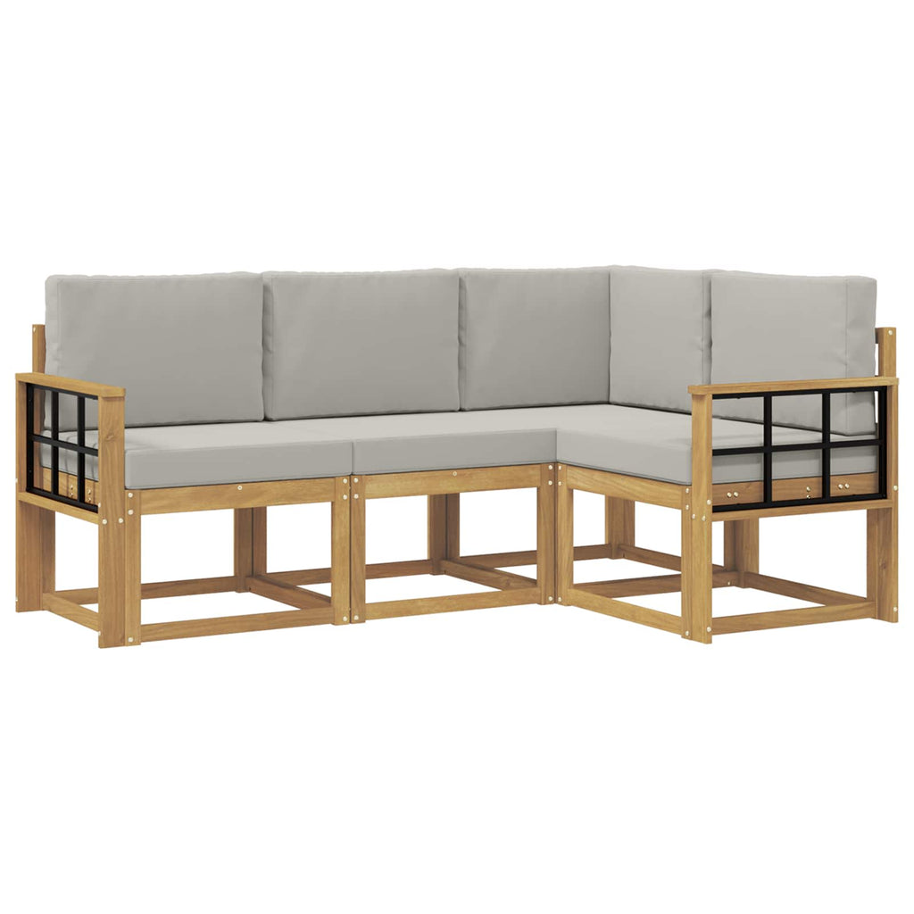 Outdoor-Sofagarnitur 4 pcs Weiß und Hellgrau