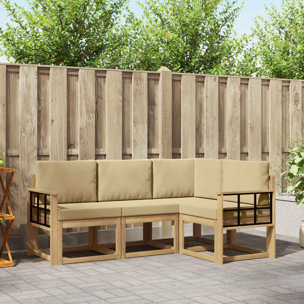 Outdoor-Sofagarnitur mit Kissen 4 pcs Weiß und Beige