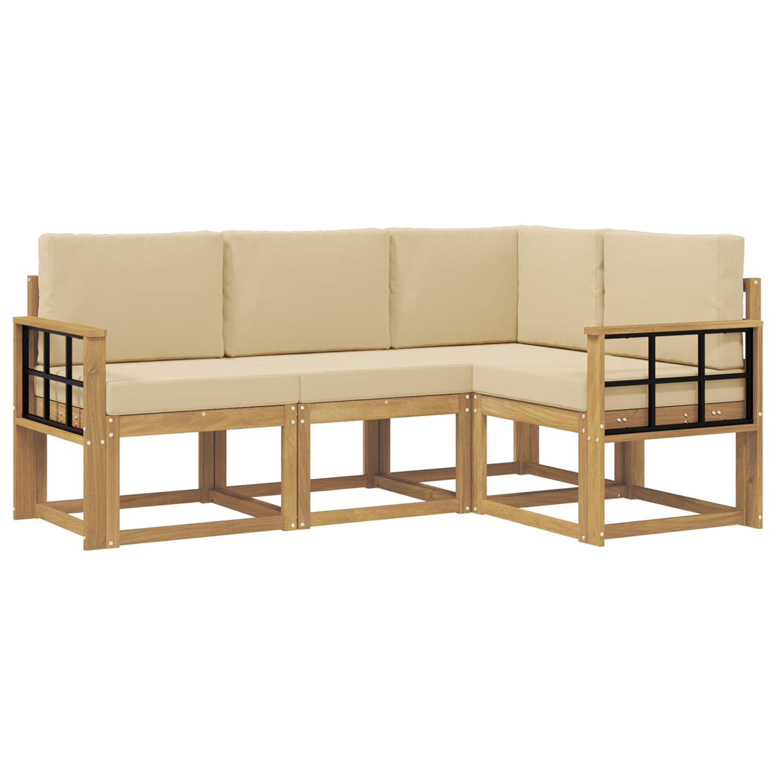 Outdoor-Sofagarnitur mit Kissen 4 pcs Weiß und Beige