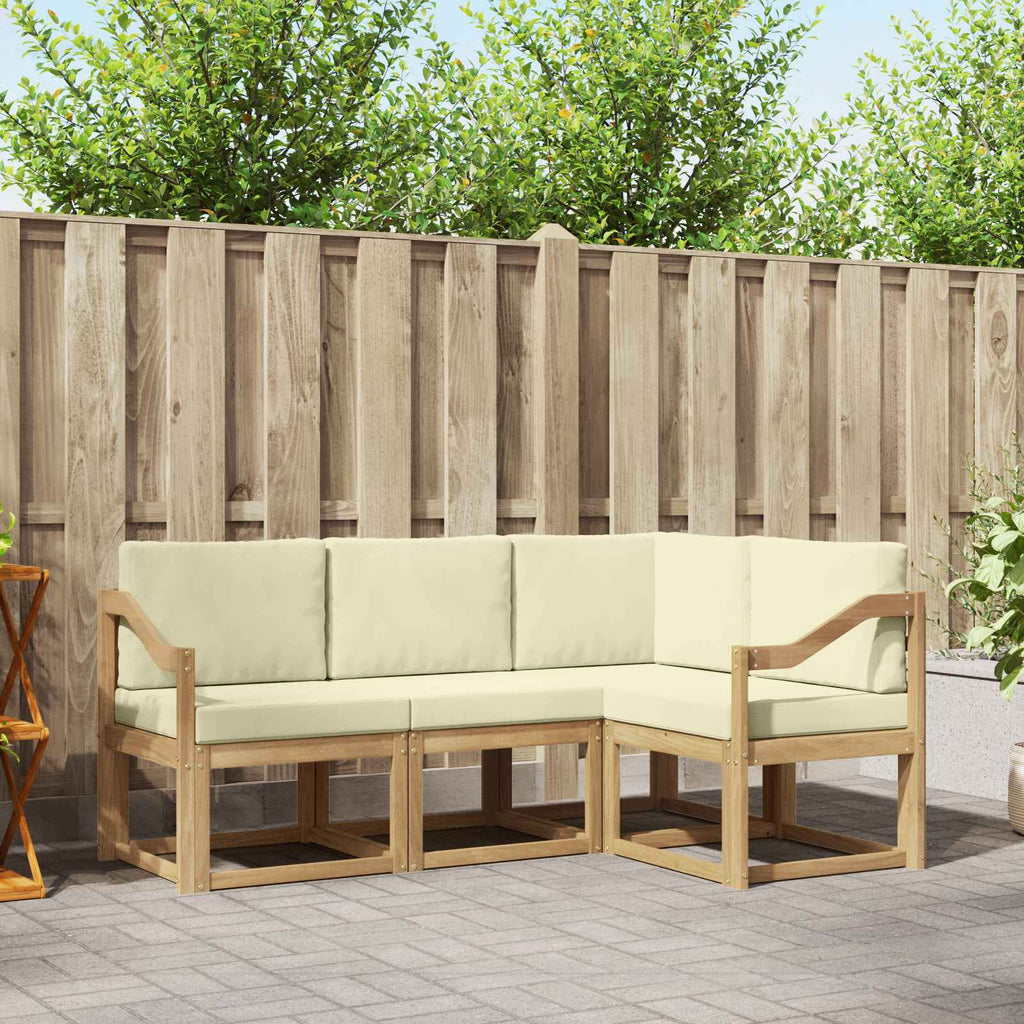 Outdoor-Sofagarnitur mit Kissen 4 pcs Weiß und Creme