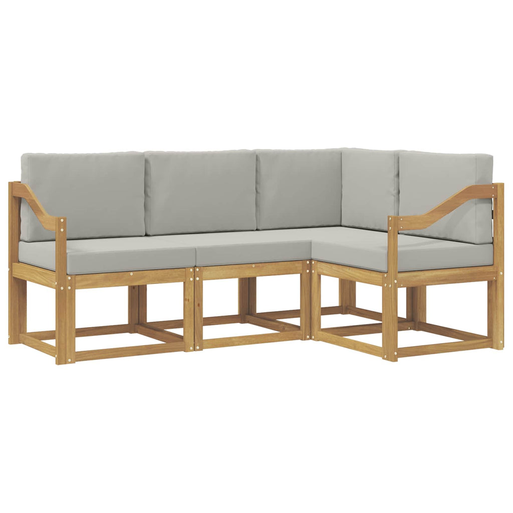 Outdoor-Sofagarnitur 4 pcs Weiß und Hellgrau
