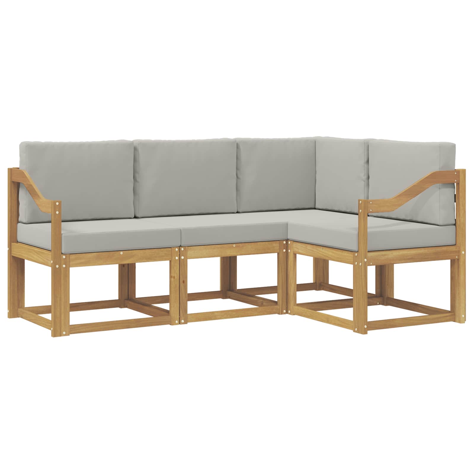 Outdoor-Sofagarnitur 4 pcs Weiß und Hellgrau