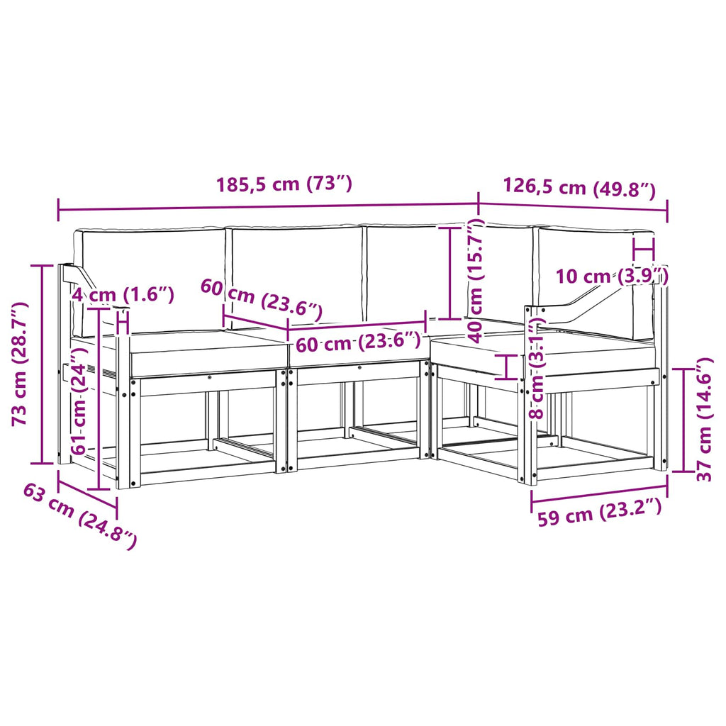 Outdoor-Sofagarnitur mit Kissen 4 pcs Weiß und Anthrazit