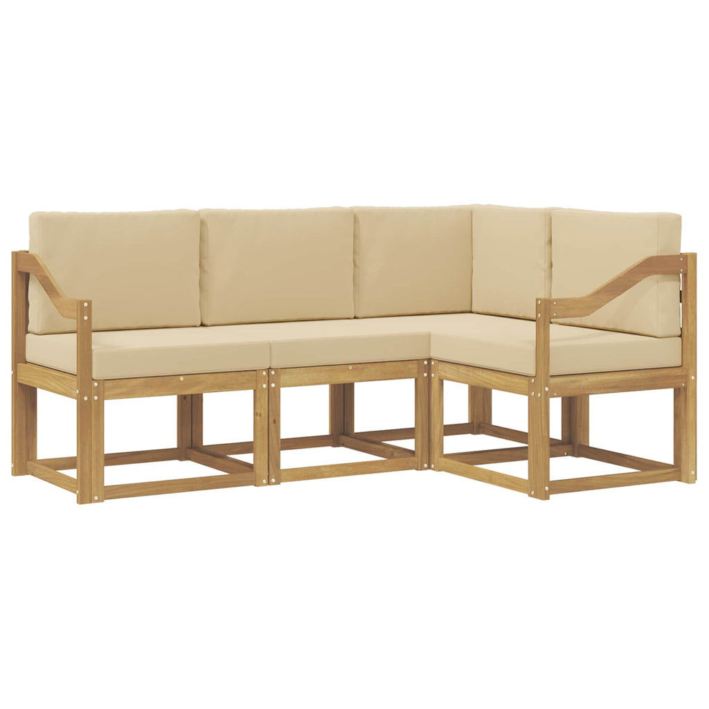 Outdoor-Sofagarnitur mit Kissen 4 pcs Weiß und Beige
