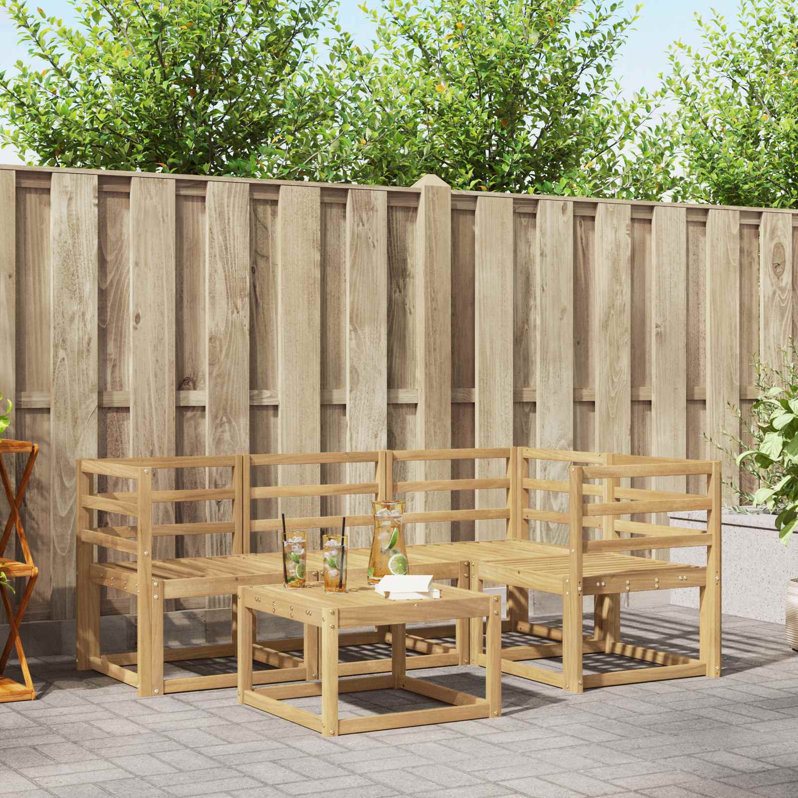 Outdoor-Sofagarnitur 5 pcs Weiß 59 x 59 x 37 cm