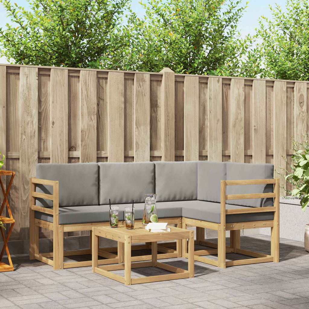 Outdoor-Sofagarnitur 5 pcs Weiß und Hellgrau 59 x 59 x 37 cm