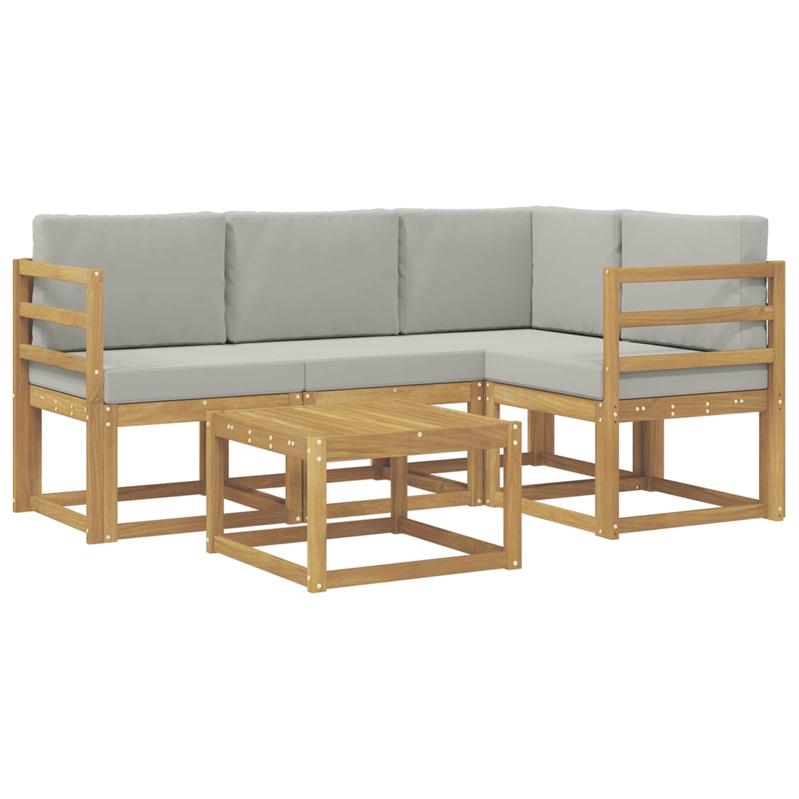 Outdoor-Sofagarnitur 5 pcs Weiß und Hellgrau 59 x 59 x 37 cm