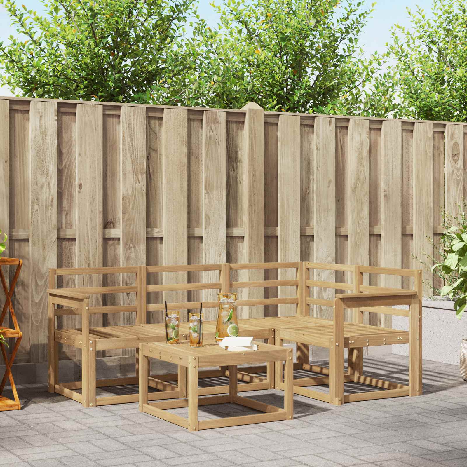 Outdoor-Sofagarnitur 5 pcs Weiß 59 x 59 x 37 cm