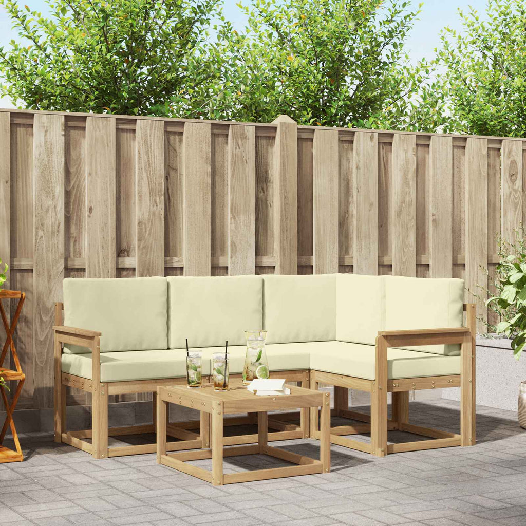 Outdoor-Sofagarnitur mit Kissen 5 pcs Weiß und Creme