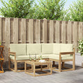 Outdoor-Sofagarnitur mit Kissen 5 pcs Weiß und Creme