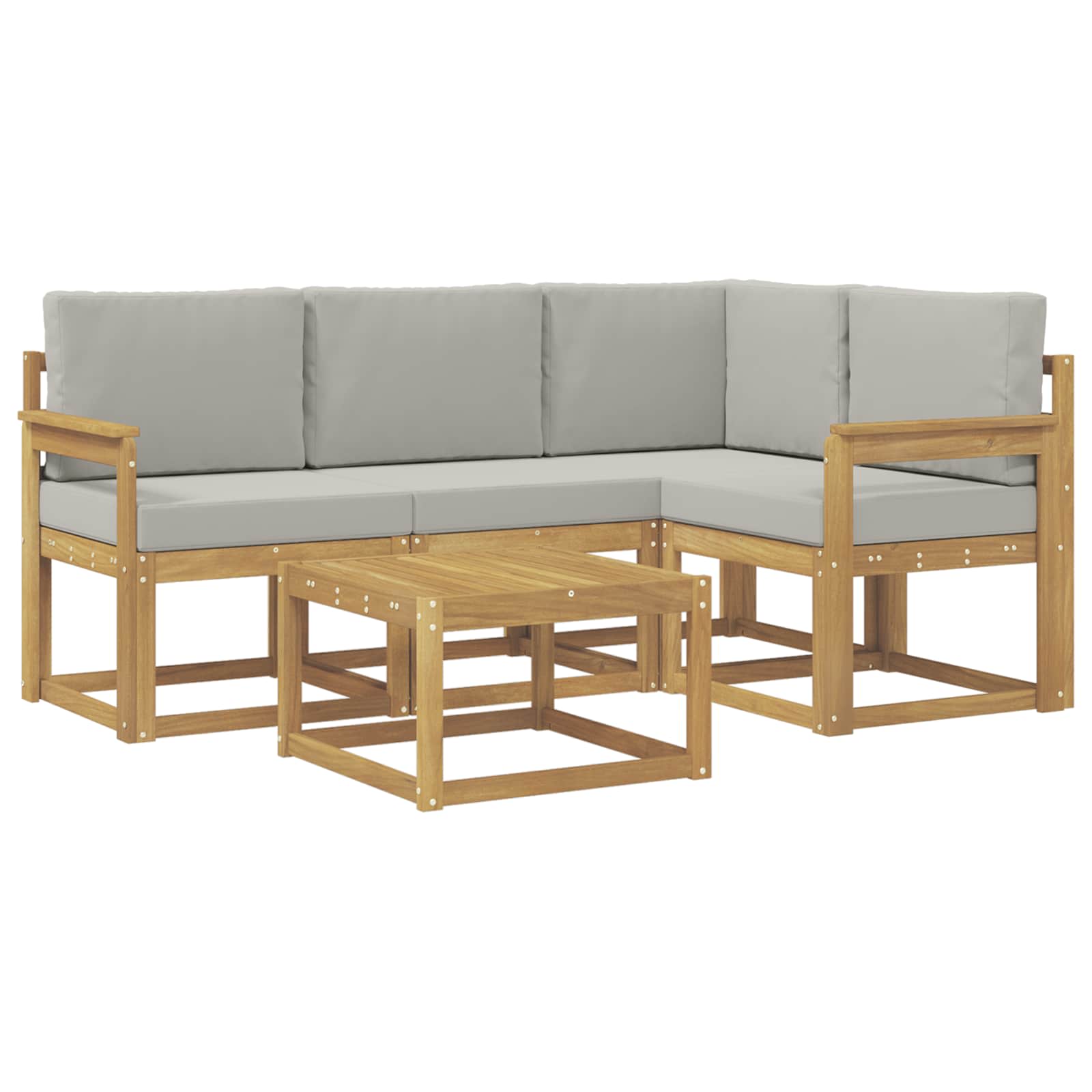 Outdoor-Sofagarnitur 5 pcs Weiß und Hellgrau 59 x 59 x 37 cm