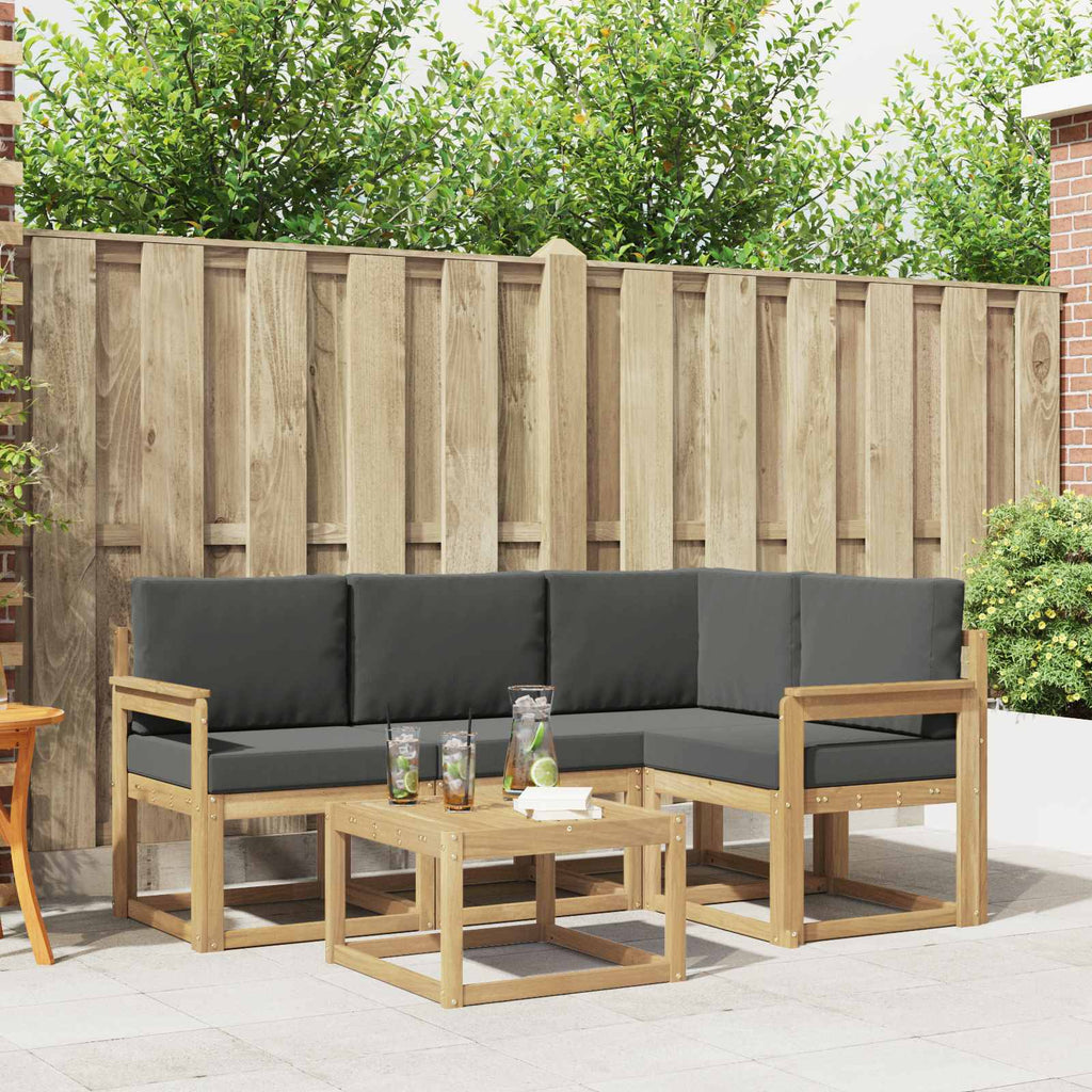 Outdoor-Sofagarnitur mit Kissen 5 pcs Weiß und Anthrazit