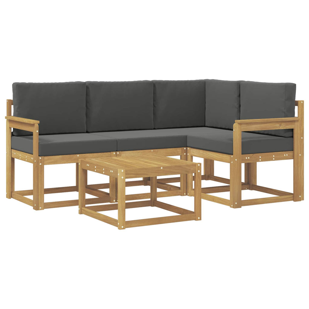 Outdoor-Sofagarnitur mit Kissen 5 pcs Weiß und Anthrazit