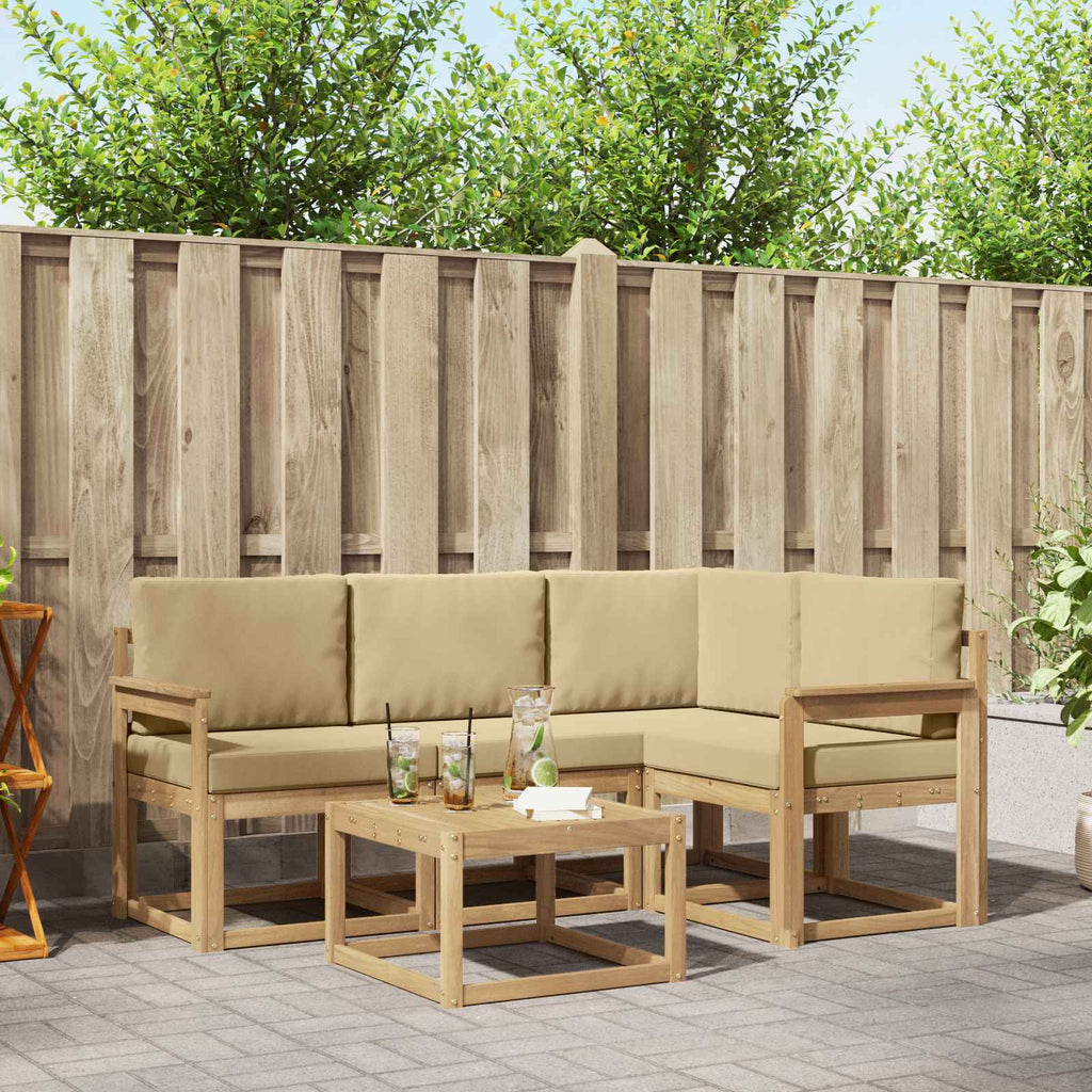 Outdoor-Sofagarnitur mit Kissen 5 pcs Weiß und Beige