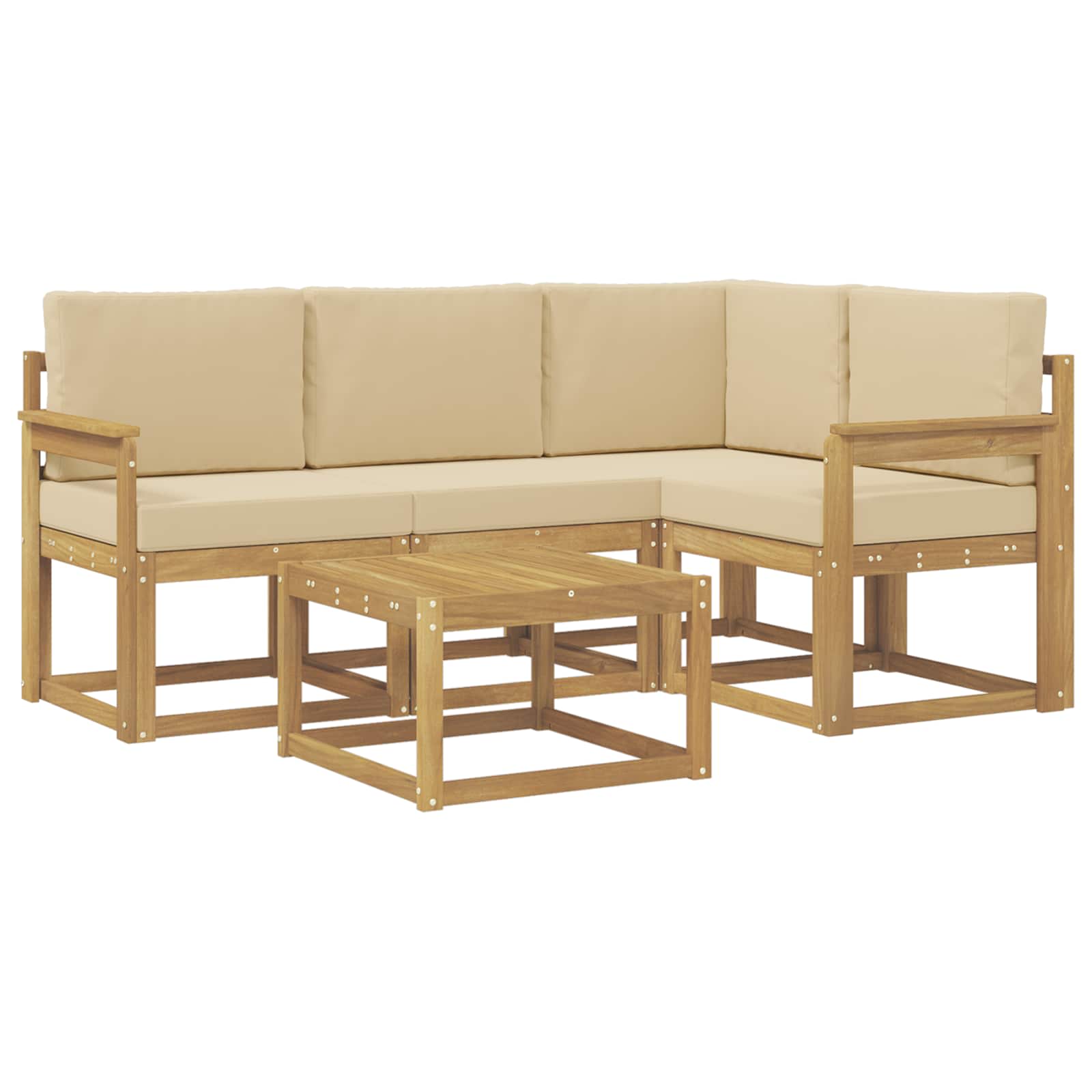 Outdoor-Sofagarnitur mit Kissen 5 pcs Weiß und Beige