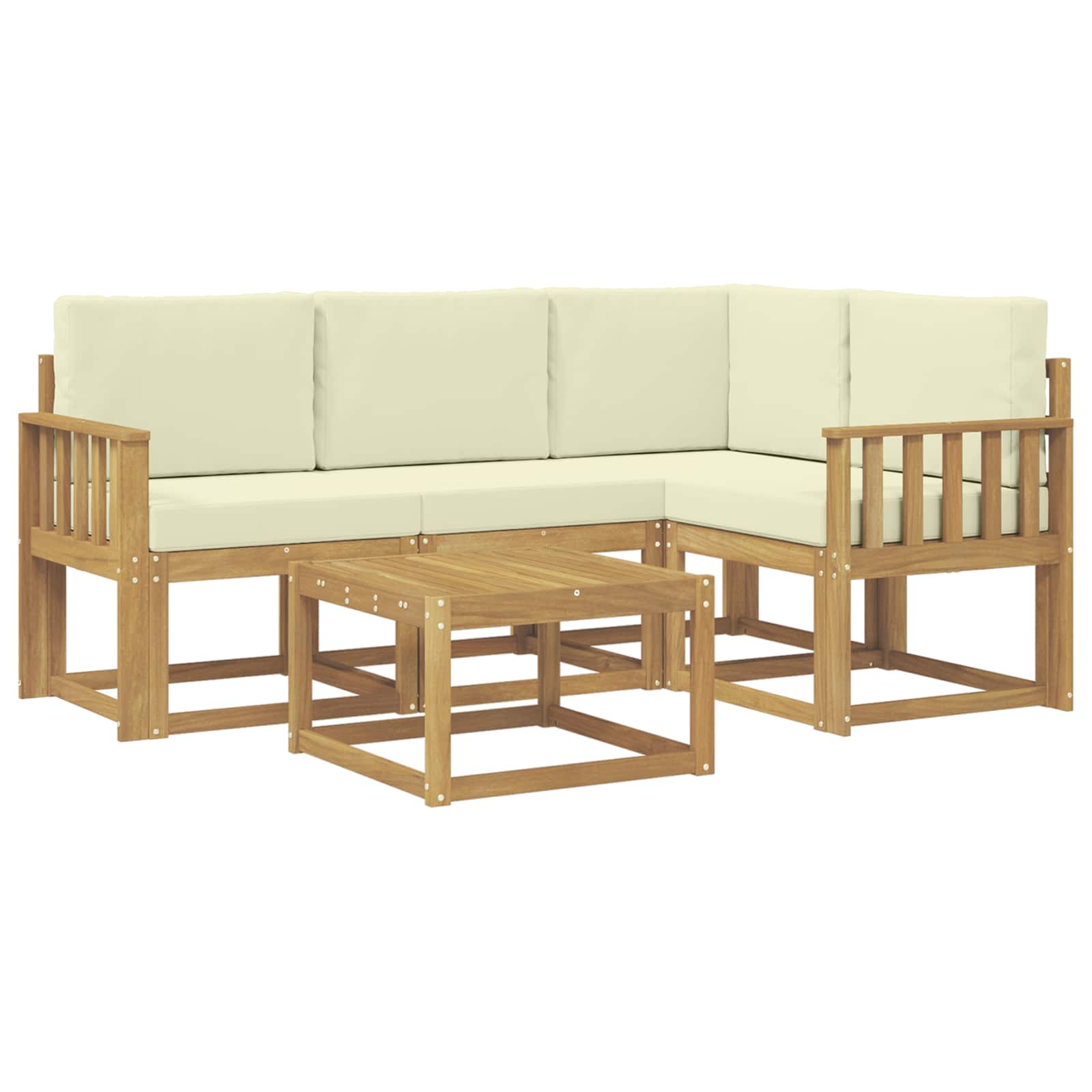 Outdoor-Sofagarnitur mit Kissen 5 pcs Weiß und Creme