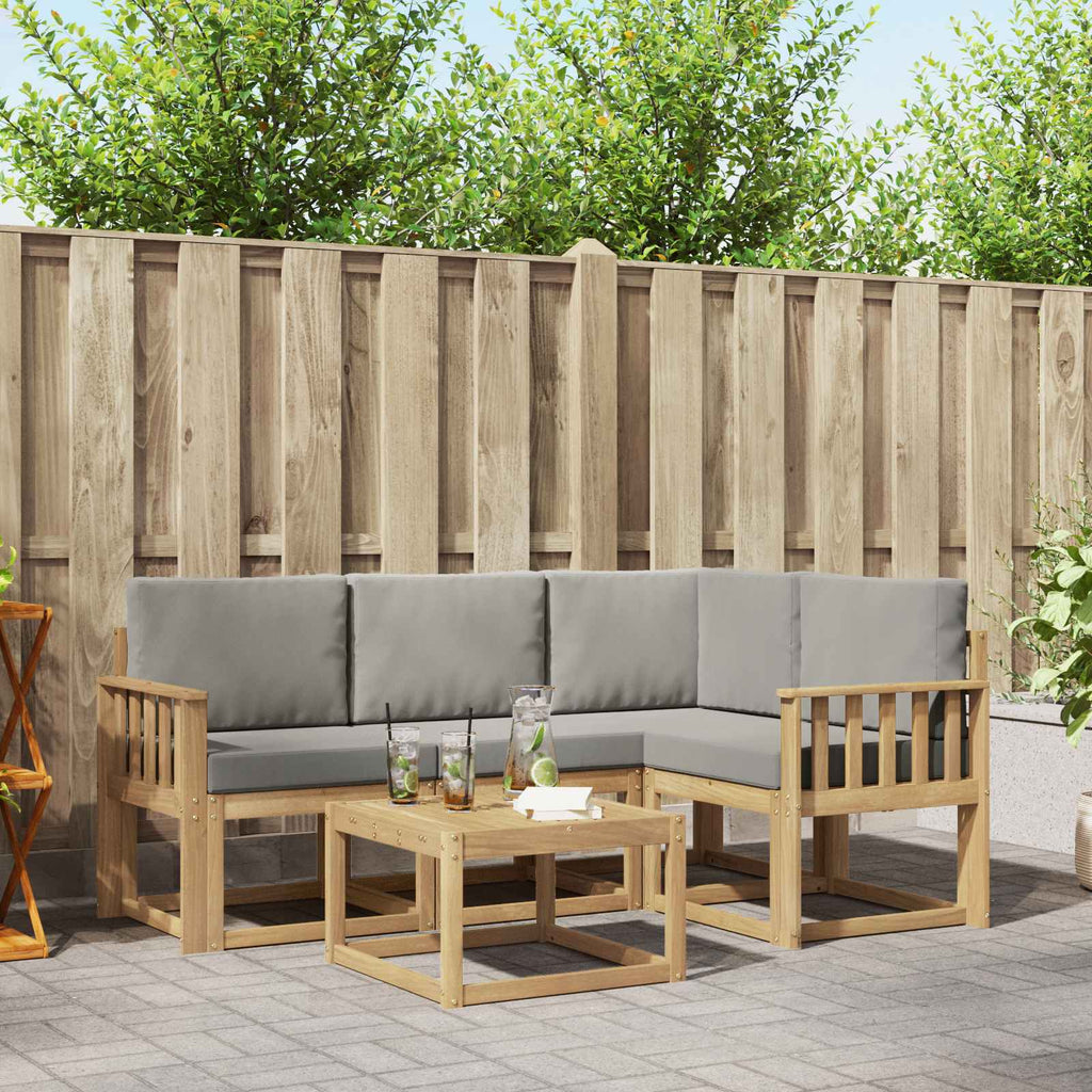 Outdoor-Sofagarnitur 5 pcs Weiß und Hellgrau 59 x 59 x 37 cm