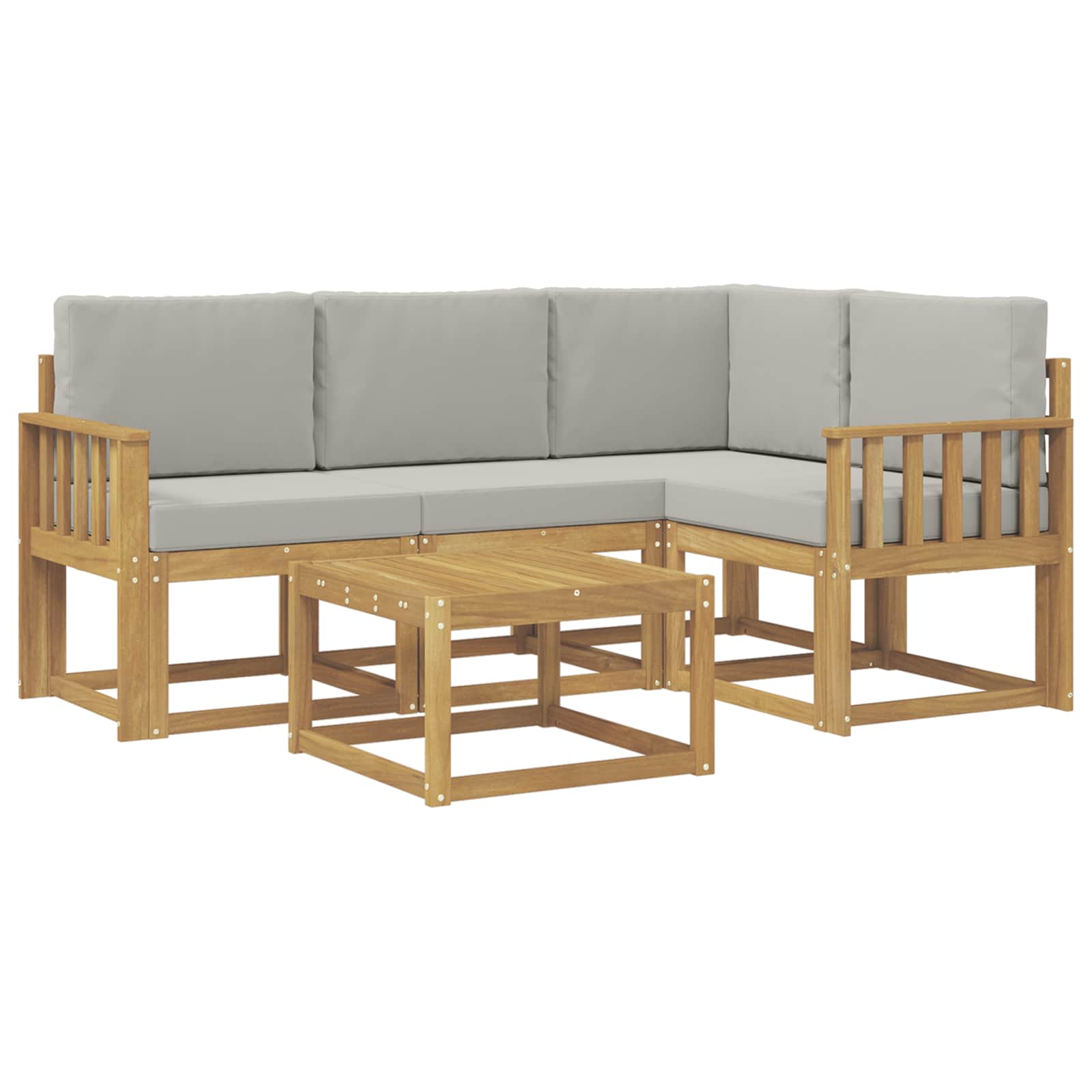 Outdoor-Sofagarnitur 5 pcs Weiß und Hellgrau 59 x 59 x 37 cm