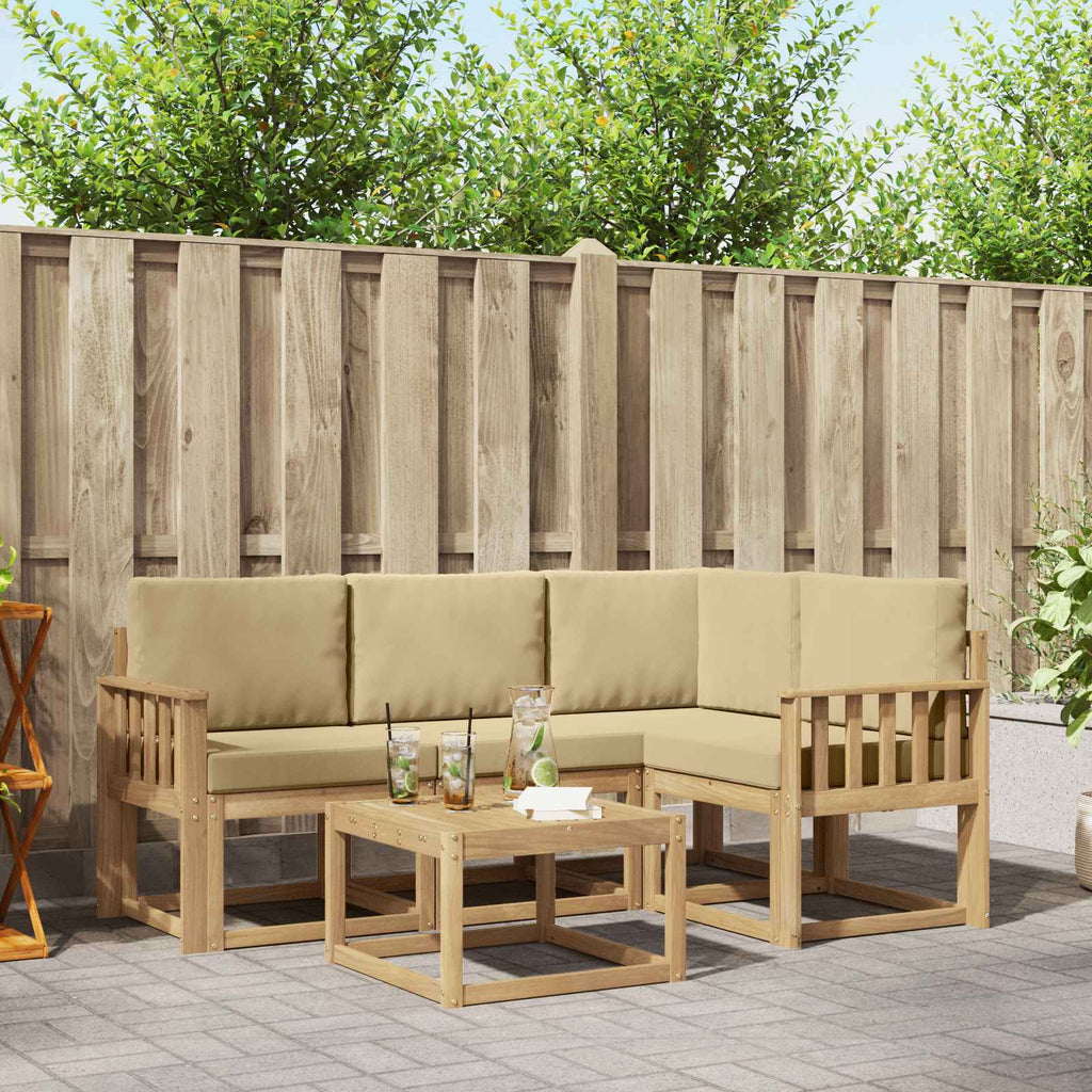 Outdoor-Sofagarnitur mit Kissen 5 pcs Weiß und Beige