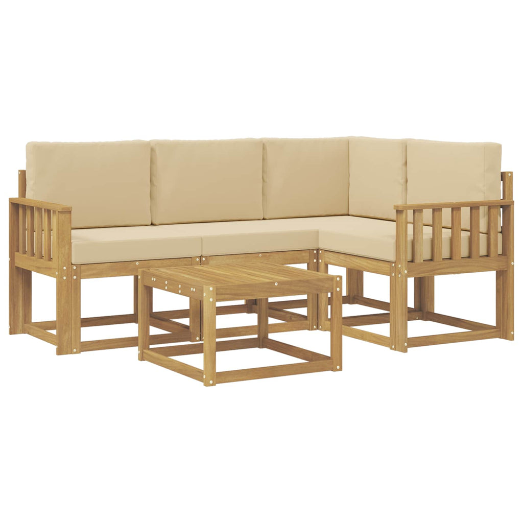 Outdoor-Sofagarnitur mit Kissen 5 pcs Weiß und Beige