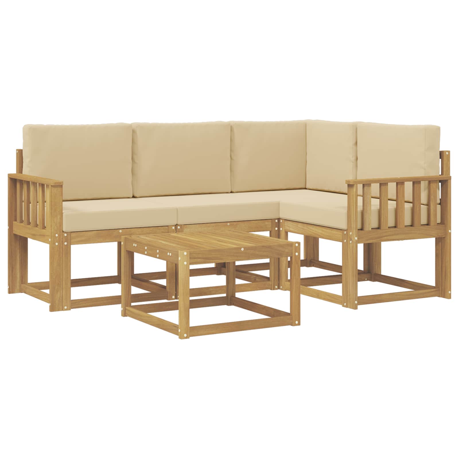 Outdoor-Sofagarnitur mit Kissen 5 pcs Weiß und Beige
