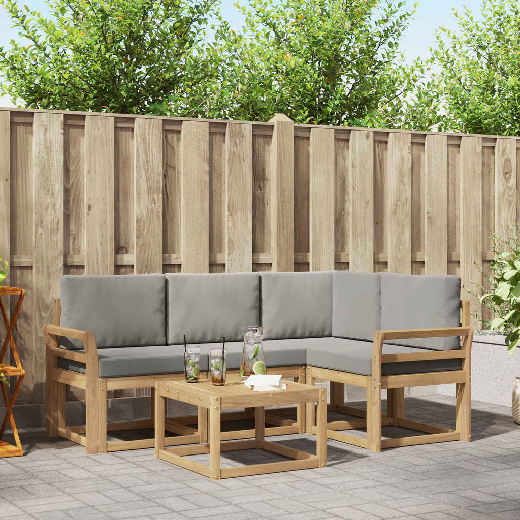 Outdoor-Sofagarnitur 5 pcs Weiß und Hellgrau 59 x 59 x 37 cm